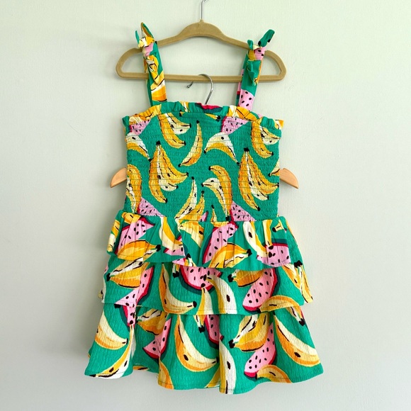 Old Navy Other - 🍌OLD NAVY Tropical Fruit Smocked Bow Tank and Tier Ruffle Skort Set NWOT
